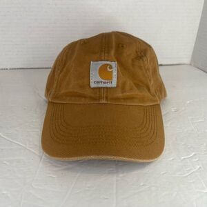 Carhartt Patch Logo Tan Strapback Cap Brown Outdoor Canvas hook and loop self fa